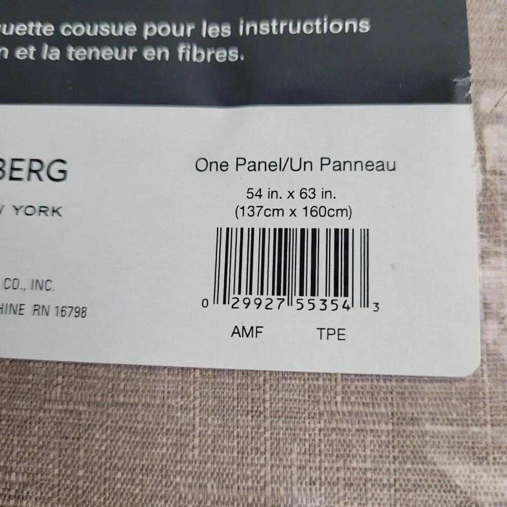 NEW No. 918 Lichtenberg One Panel Curtain Color 'Taupe' 54 x 63 inch . #BT1